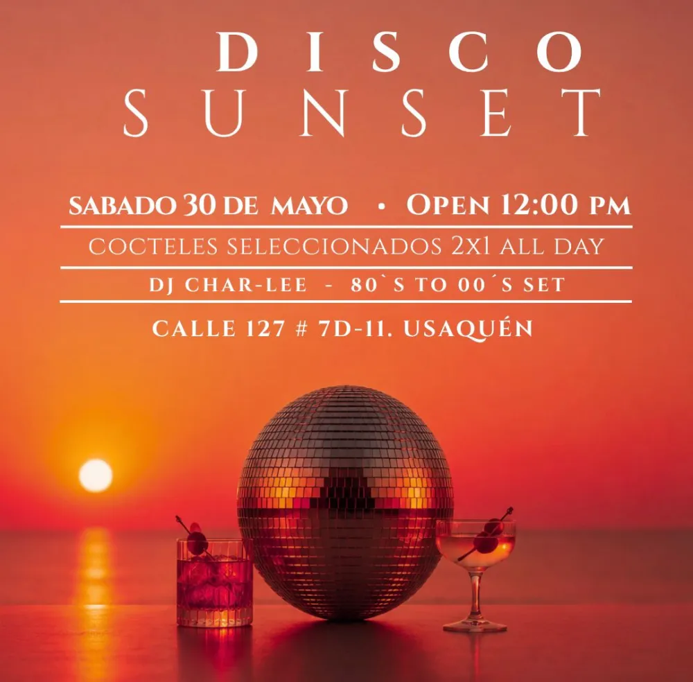 El sábado el mood es atardecer, disco y cocteles 2x1