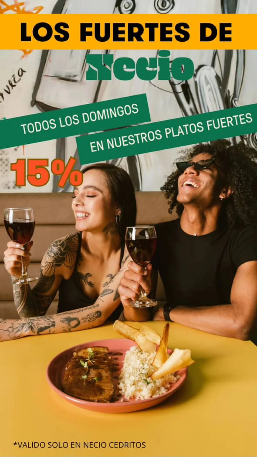 15% OFF en Platos Fuertes todos los Domingos