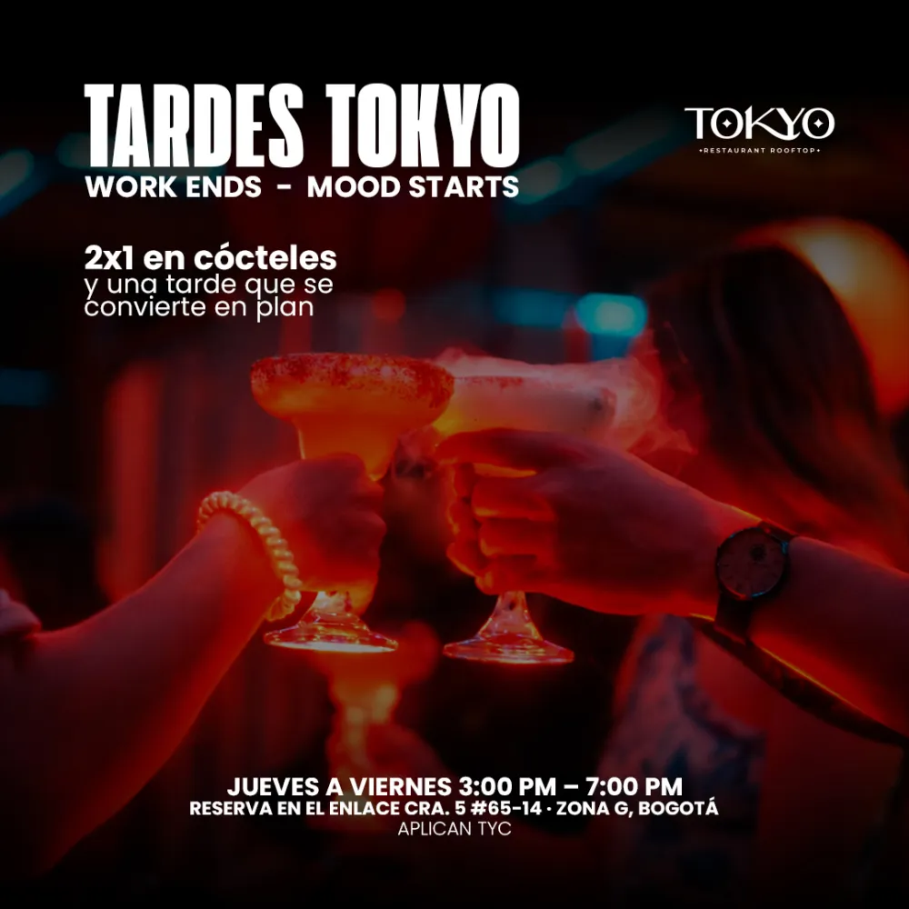 Tardes Tokyo 2x1 en cócteles